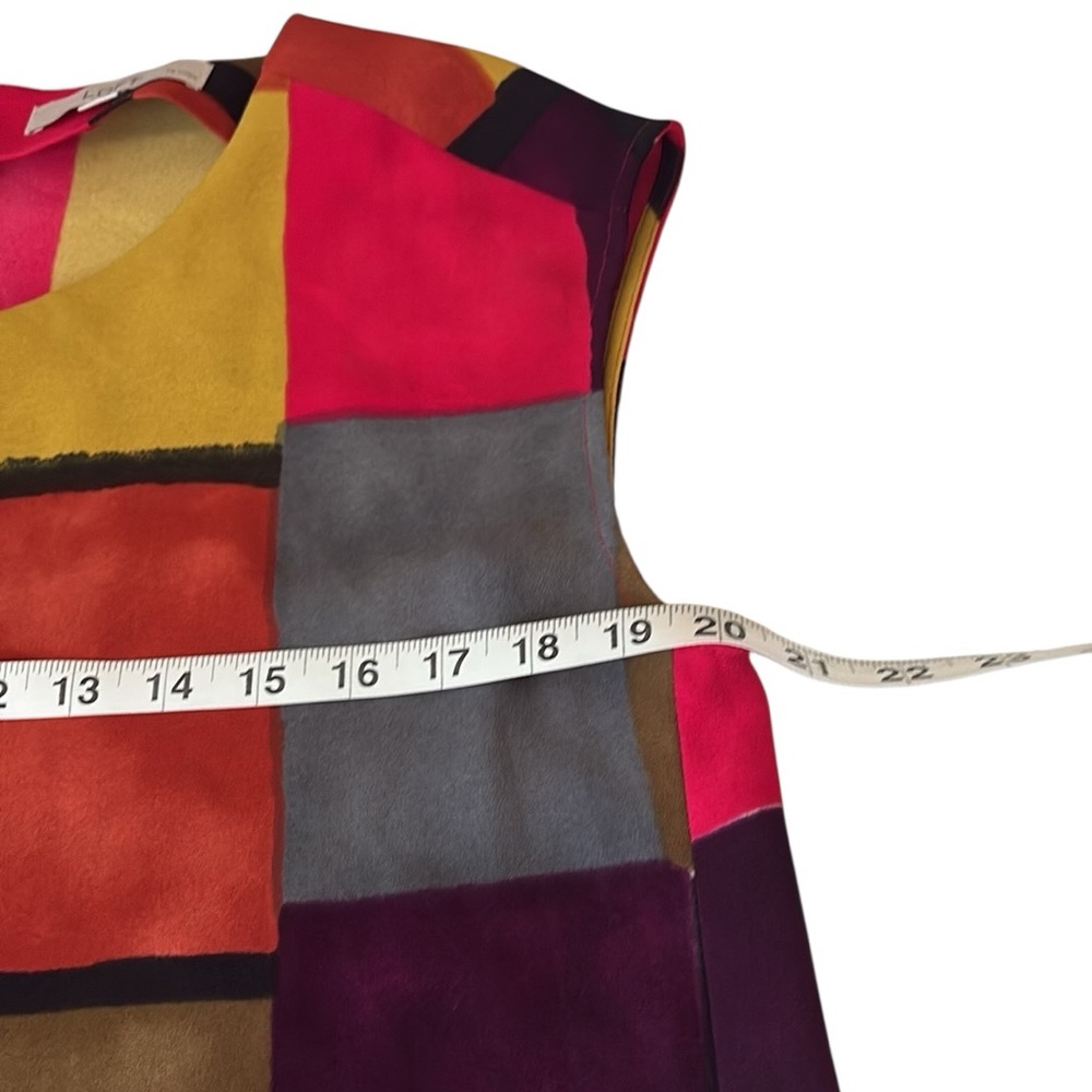 Ann Taylor Loft color block shift style dress, bold colors, pockets , size 10P - Picture 8 of 9